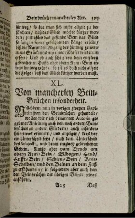 XL. Von mancherley Bein-Brüchen insonderheit.