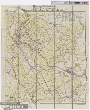 Plan und Wanderkarte für die Hähenluftkurorte Altenberg, Bärenburg, Bärenfels, Kipsdorf