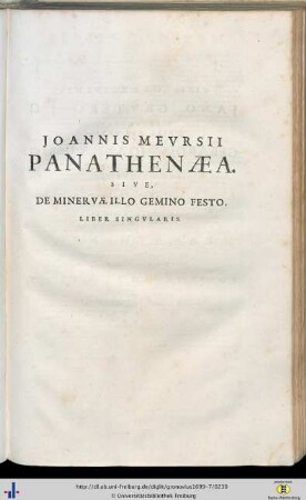 Johannes Meursius: Panathenaea, sive de Minervae illo gemino festo…