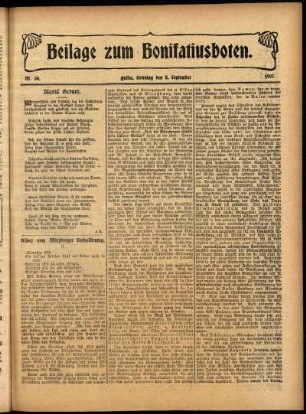 Zweite Ausgabe vom Sonntag, den 08. September 1907.