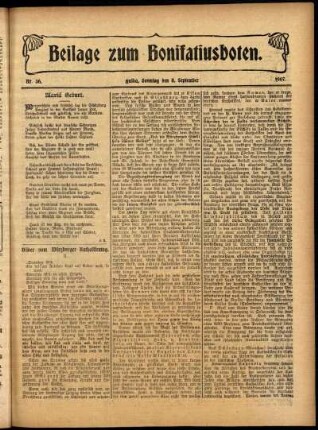 Zweite Ausgabe vom Sonntag, den 08. September 1907.