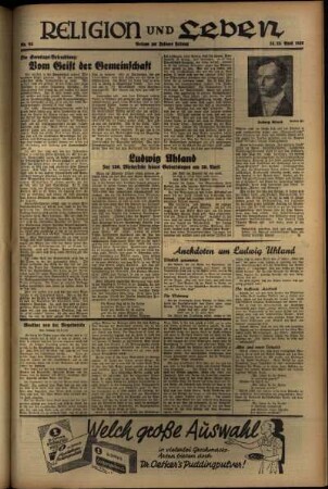 Dritte Ausgabe vom Sonntag, den 25. April 1937.