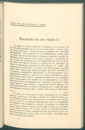 Recuerdos de una velada