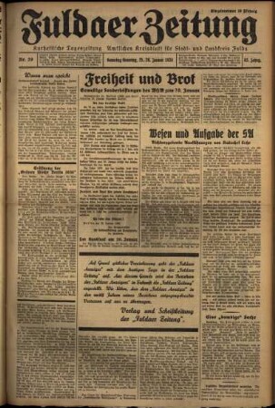 Erste Ausgabe vom Sonntag, den 26. Januar 1936.