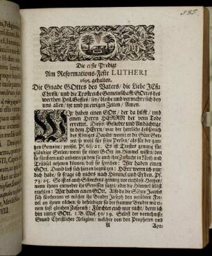Die erste Predigt Am Reformations-Feste Lutheri 1695. gehalten.