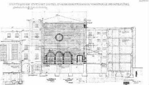 Stuttgart Hbf: Empfangsgebäude Kl.Schalterhalle-Hotel Querschnitt