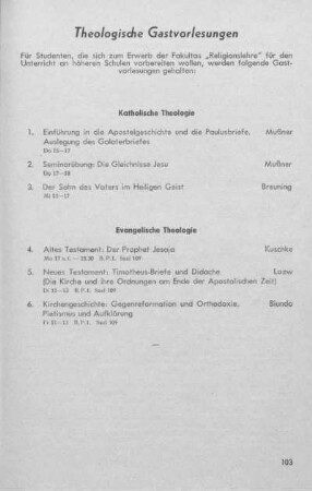 Theologische Gastvorlesungen