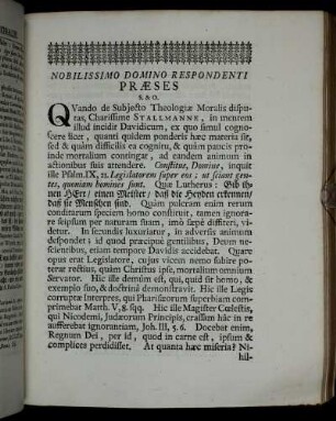 Nobilissimo Domino Respondenti Præses S. & O.