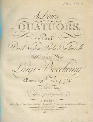 Douze QUATUORS Pour Deux Violons, Viola et Violoncelle : Oeuvre 39, 2. Livraison
