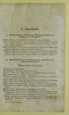 2. Hauptgegenstände der mathematischen, physischen und politischen Geographie