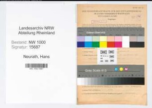 Entnazifizierung Hans Neurath, geb. 29.02.1896 (Verw.Oberinspektor)