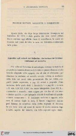 Piccole notizie, aggiunte e correzioni