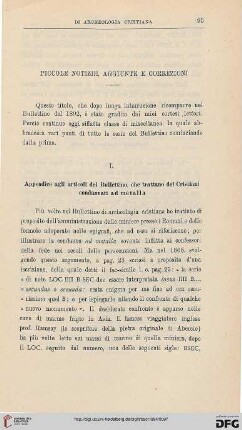 Piccole notizie, aggiunte e correzioni