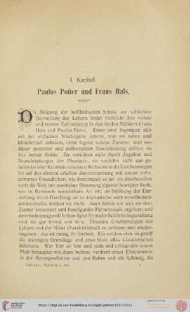 I. Kapitel: Paulus Potter und Frans Hals