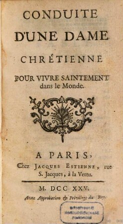 Conduite d'une Dame chrétienne