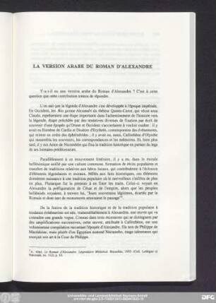 La Version Arabe Du Roman D'Alexandre