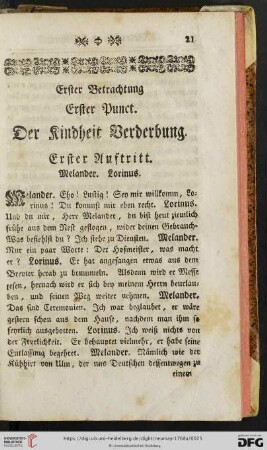 Erster Bunct: Der Kindheit Verderbung