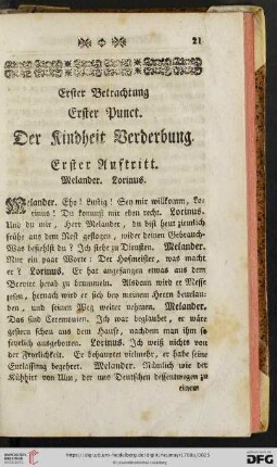 Erster Bunct: Der Kindheit Verderbung