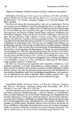Röpke, Georg-Wilhelm :: Zwischen Alster und Wandse, Stadtteil-Lexikon des Bezirks Wandsbek : 2., verb. Aufl., Hamburg, Heinevetter, 1985