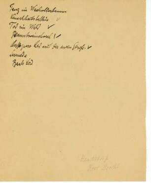 Notizzettel von Bertolt Brecht