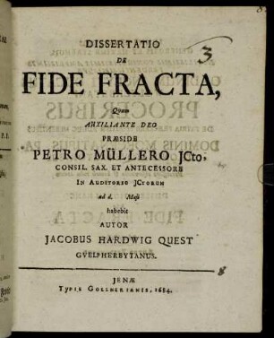 Dissertatio De Fide Fracta