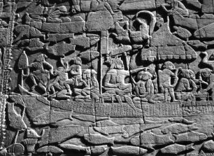 Reisefotos Kambodscha. Angkor. Angkor Vat (1113/1150). Relief mit von Fischen begeleitetem Schiff