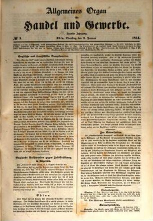 Allgemeines Organ für Handel und Gewerbe und damit verwandte Gegenstände. 10. 1844