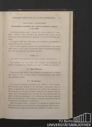 Chapitre cinquième. Principales maladies des arbres fruitiers soumis à la taille.