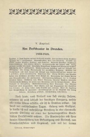 V. Kapitel. Am Hoftheater in Dresden. 1863-1868