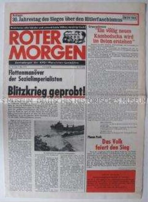 Linksradikale Wochenzeitung "Roter Morgen" u.a. zum Einmarsch der Befreiungsfront in Phnom Penh