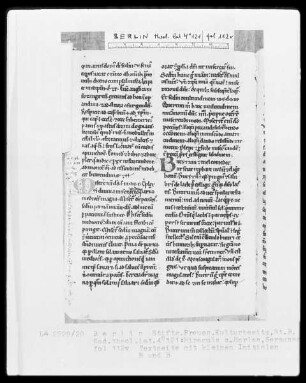 Miracula Sanctae Mariae, Sermones de sanctis per annum — Initialen M und B, Folio 112verso
