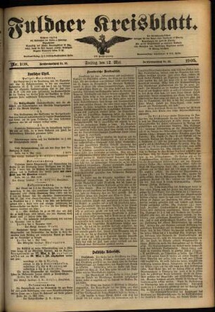 Ausgabe vom Freitag, den 12. Mai 1905.