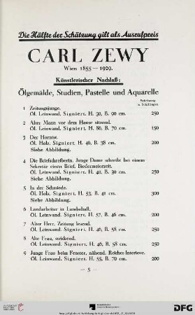 Ölgemälde, Studien, Pastelle und Aquarelle (Nr. 1-69)