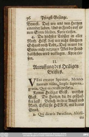 II. Anruffung des Heiligen Geistes.