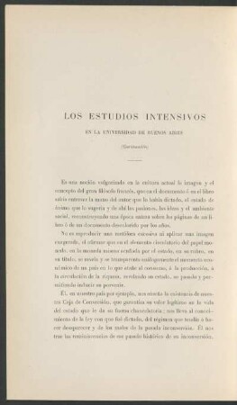 Los estudios intensivos en la Universidad de Buenos Aires - (Continuación)