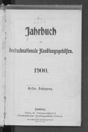 1.1900: Jahrbuch für deutschnationale Handlungsgehilfen