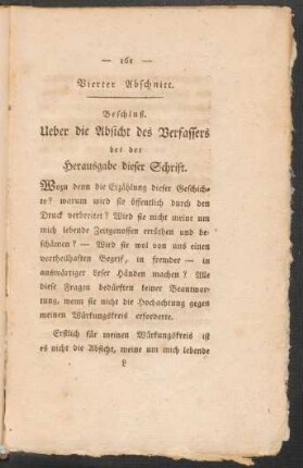 Vierter Abschnitt. Beschluß. Ueber die Absicht des Verfassers bei der Herausgabe dieser Schrift.