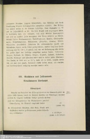 III. Maschinen und Instrumente. Metallwaaren überhaupt