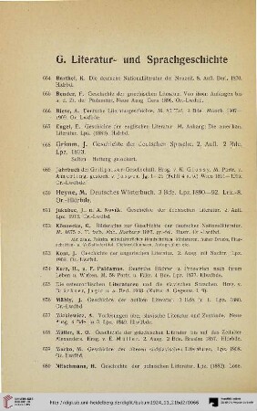G. Literatur- und Sprachgeschichte (Nr. 664-693)