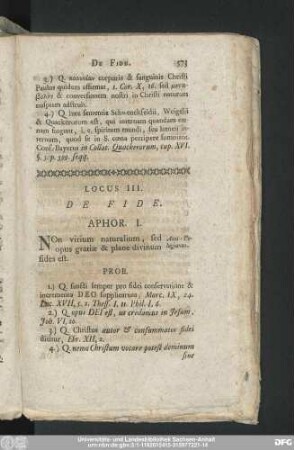 Locus III. De Fide.