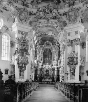 Wies (Steingaden ). Wallfahrtskirche zum Gegeißelten Heiland (1745/1754; D. Zimmermann, J. B. Zimmermann). Inneres nach Osten