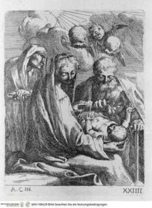Pensieri diversi lineati et intagliati d'Anibale Carracci, Die Heilige Familie mit Engeln (Taf.XXIIII [S.25])