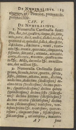 Cap. V. De Numeralibus.