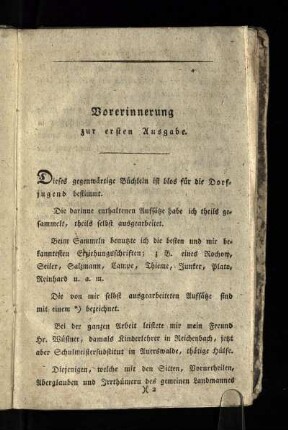 Vorerinnerung zur ersten Ausgabe