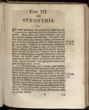 Cap. III. De Synonymia