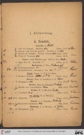 I. Abtheilung (Nr. 1 - 335)