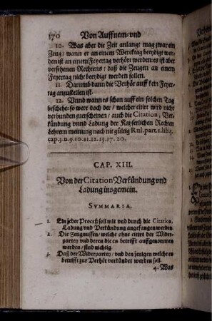 Cap. XIII. Von der Citation Verkündung und Ladung insgemein