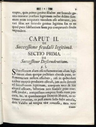 Caput II. De Successione feudali legitimâ.
