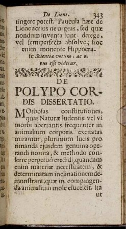 De Polypo Cordis Dissertatio.