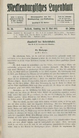 Nr. 20. Rostock, Sonntag, den 27. Mai 1917.